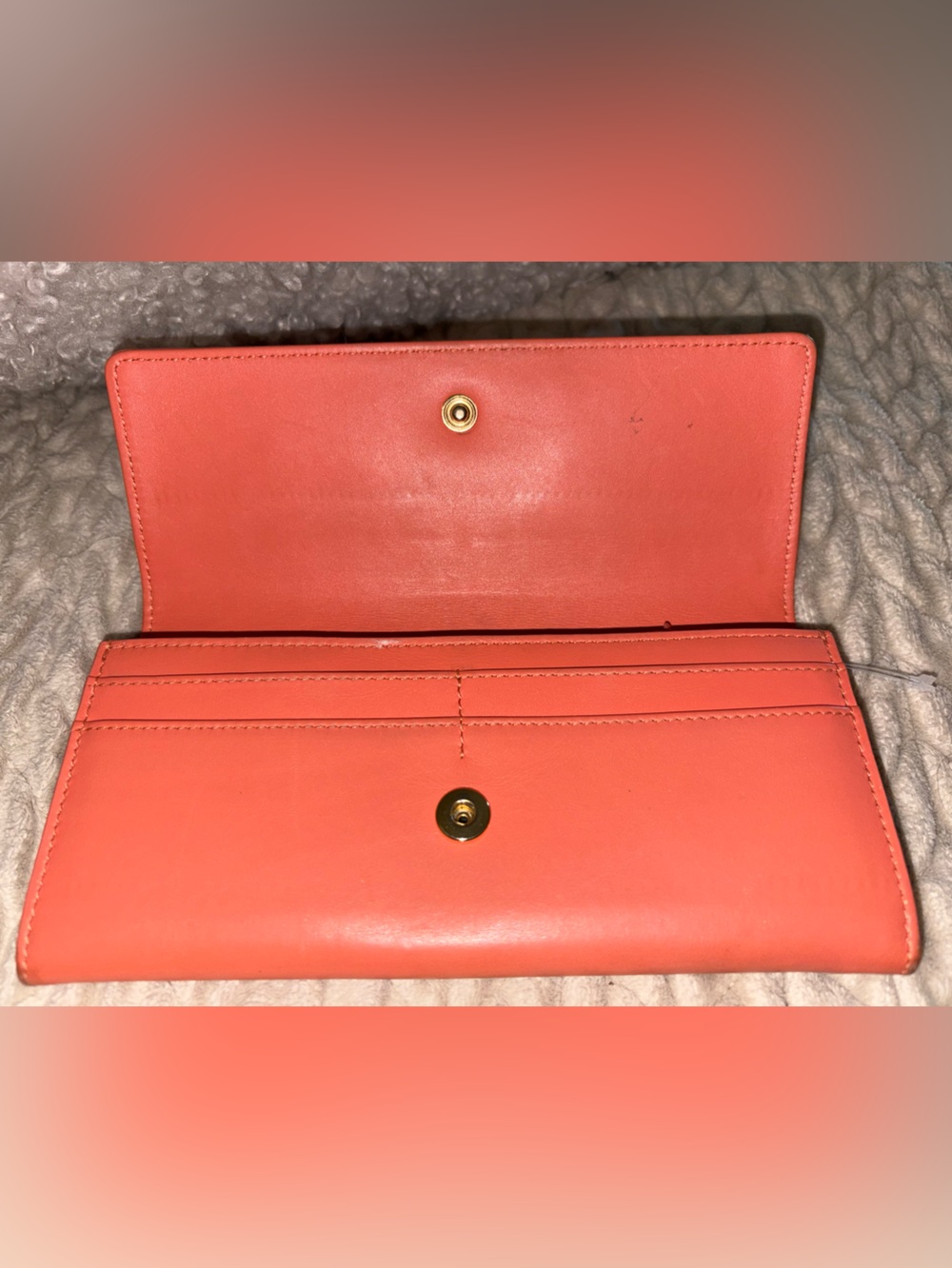 Versace Medusa Leather Continental Wallet โ Coral/Salmon Pink โ Made in Italy - Picture 4 of 15